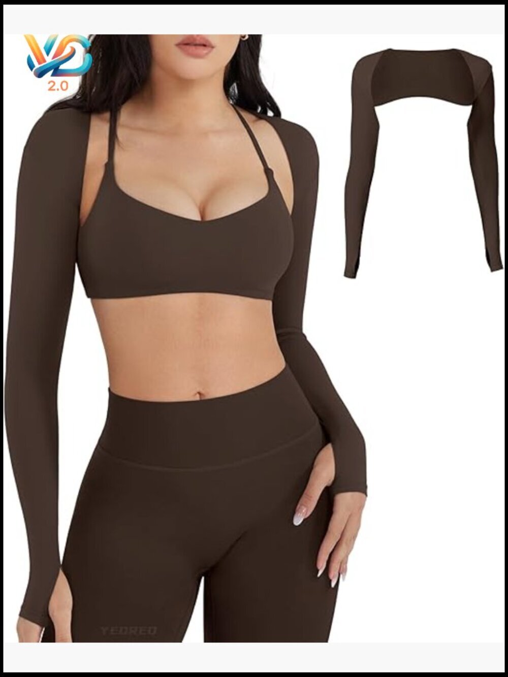 Long Sleeve Crop Top Bolero Open Front Workout Shrug Seamless Athletic